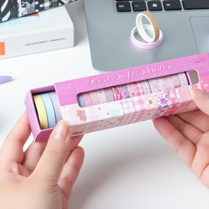 Masking Tape Thin - 1 doos/20 rollen 2m ultradunne washi-randtape,