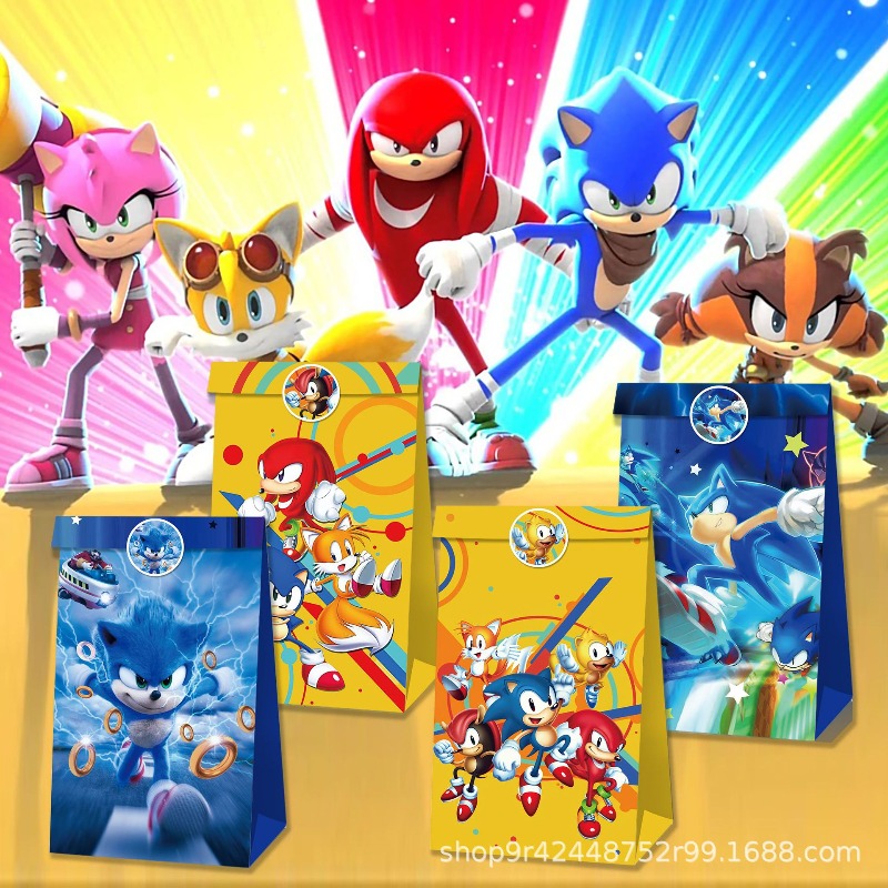 Model Kit Sonic - Sonic The Hedgehog verjaardagsdecoratieset: tafelkleed, papieren