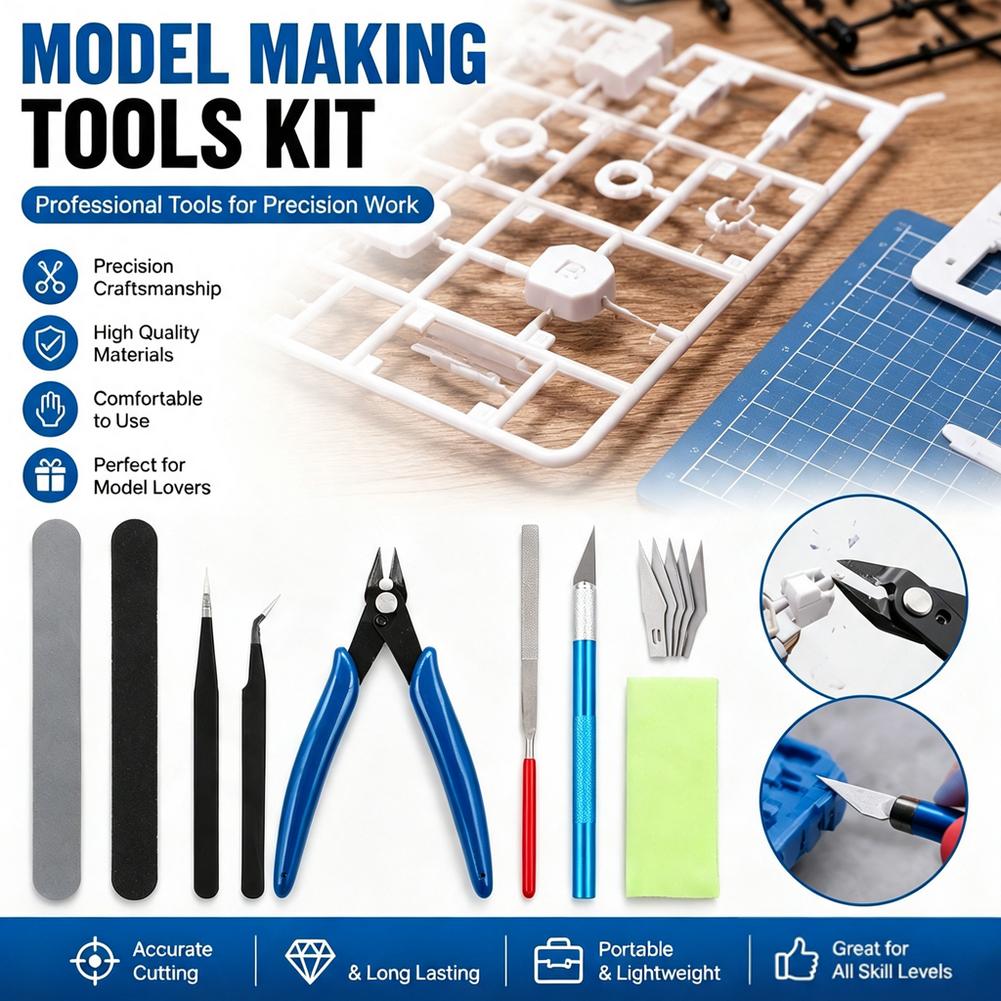 Model Kit Tool Set - 14-delige modelbouw gereedschapsset, legering tangen, snijpen,
